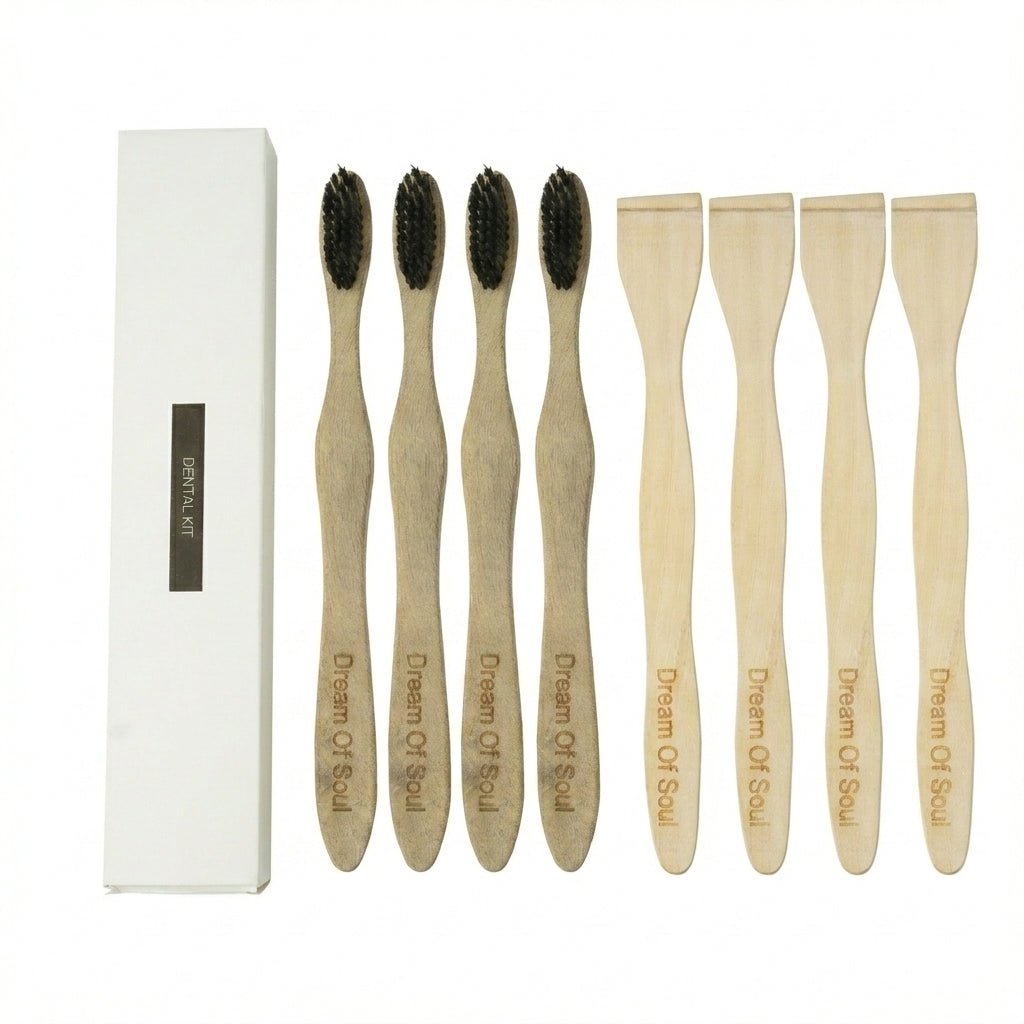 Neem Oral Care Kit Pack of 4 Toothbrush & Tongue Cleaner – Oral Care on Brown Living™. SKU: DOS-NOC--01. Img 1.