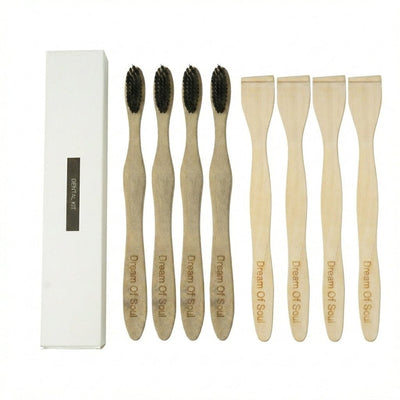 Neem Oral Care Kit Pack of 4 Toothbrush & Tongue Cleaner – Oral Care on Brown Living™. SKU: DOS-NOC--01. Img 1.