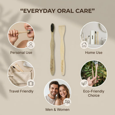 Neem Oral Care Kit Pack of 4 Toothbrush & Tongue Cleaner – Oral Care on Brown Living™. SKU: DOS-NOC--01. Img 2.