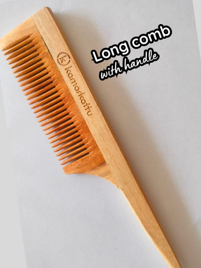 Neem Wood Comb | Natural, Anti - Dandruff & Eco - Friendly Hair Care – Hair Comb on Brown Living™. SKU: dcomb2. Img 4.