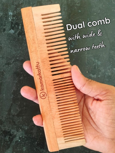 Neem Wood Comb | Natural, Anti - Dandruff & Eco - Friendly Hair Care – Hair Comb on Brown Living™. SKU: dcomb2. Img 3.