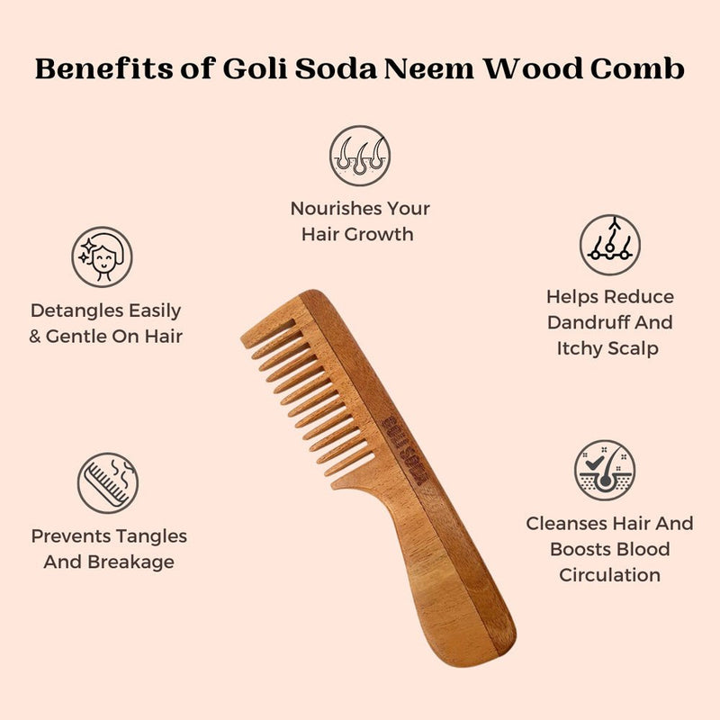 Neem Wood Comb - Wide Tooth with Handle | Verified Sustainable Hair Comb on Brown Living™