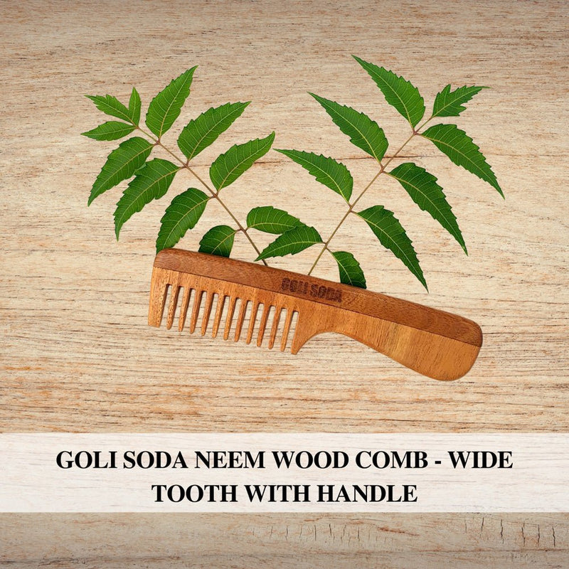 Neem Wood Comb - Wide Tooth with Handle | Verified Sustainable Hair Comb on Brown Living™