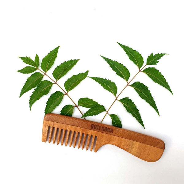 Neem Wood Comb - Wide Tooth with Handle | Verified Sustainable Hair Comb on Brown Living™