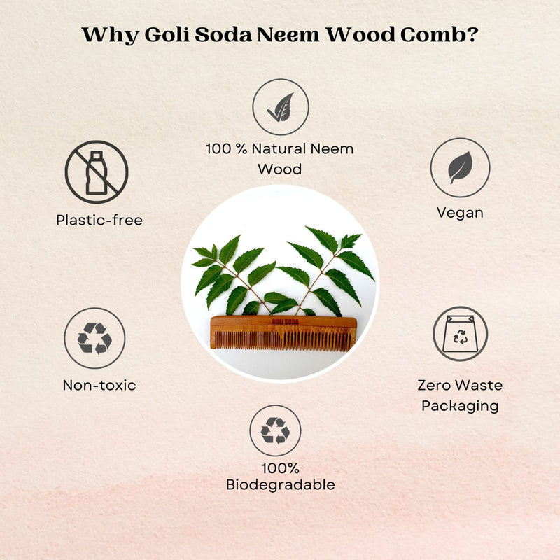 Neem Wood Combs - Wide Tooth with Handle & Double Tooth | Verified Sustainable Hair Comb on Brown Living™