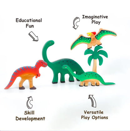 Neem Wood Educational Playset – Eco - Friendly Learning Toys for Kids – Wooden Toys on Brown Living™. SKU: dinosaur. Img 3.