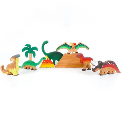 Neem Wood Educational Playset – Eco - Friendly Learning Toys for Kids – Wooden Toys on Brown Living™. SKU: dinosaur. Img 1.