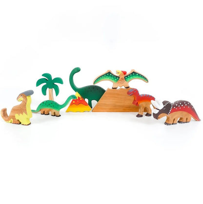 Neem Wood Educational Playset – Eco - Friendly Learning Toys for Kids – Wooden Toys on Brown Living™. SKU: dinosaur. Img 1.