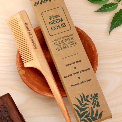 Neem Wood Fine Tooth Comb | Precision Grooming | Anti - Static – Hair Comb on Brown Living™. SKU: KOE018-FC-1. Img 1.