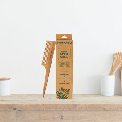 Neem Wood Fine Tooth Comb | Precision Grooming | Anti - Static – Hair Comb on Brown Living™. SKU: KOE018-FC-1. Img 2.