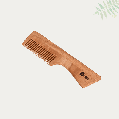 Neem Wood Hair Comb Combo Pack – Handle & Dual - Sided – Hair Comb on Brown Living™. SKU: NE/HA/P2. Img 7.