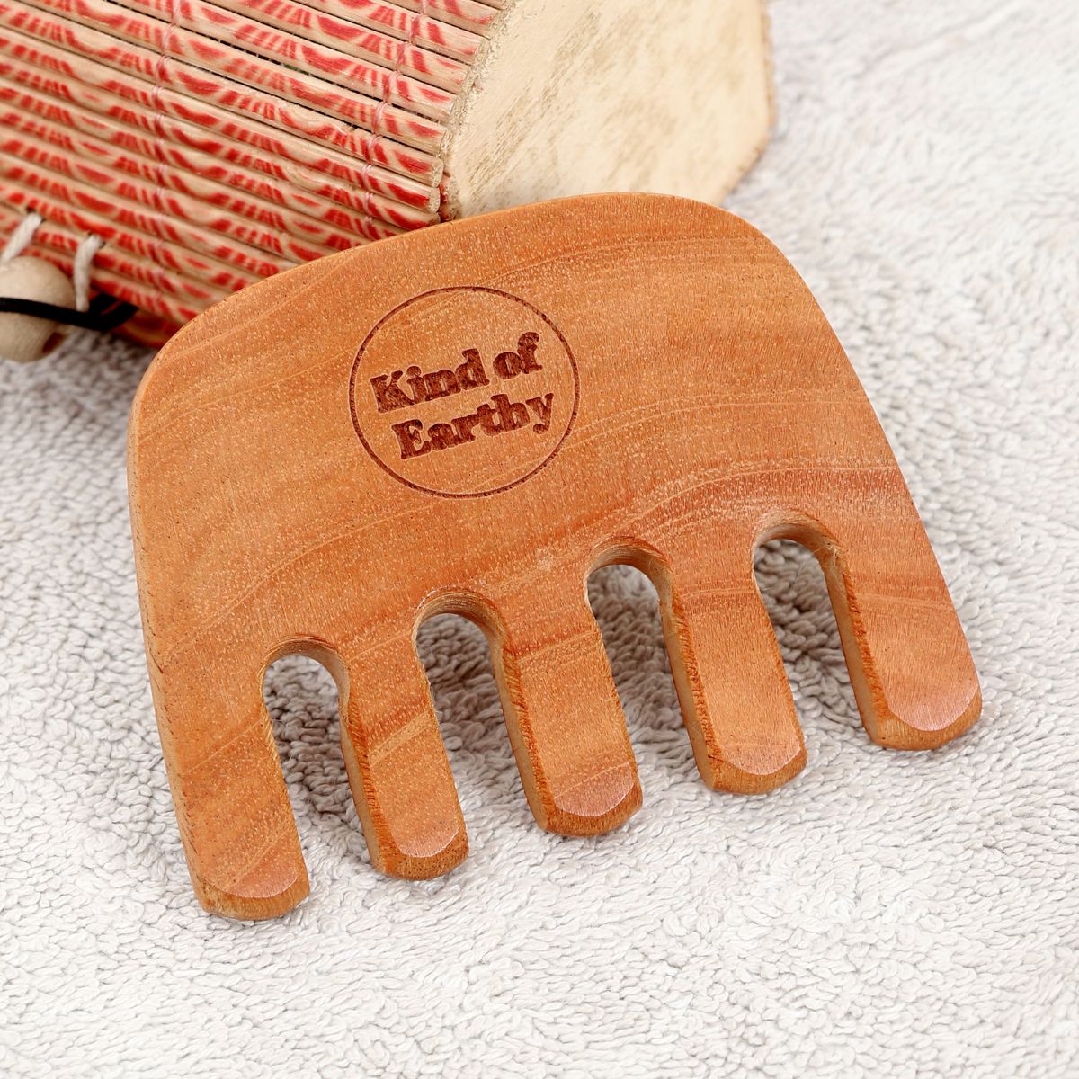 Neem Wood Massage Comb | Rounded Teeth | Scalp Stimulating Comb – Hair Comb on Brown Living™. SKU: KOE019-MC. Img 1.