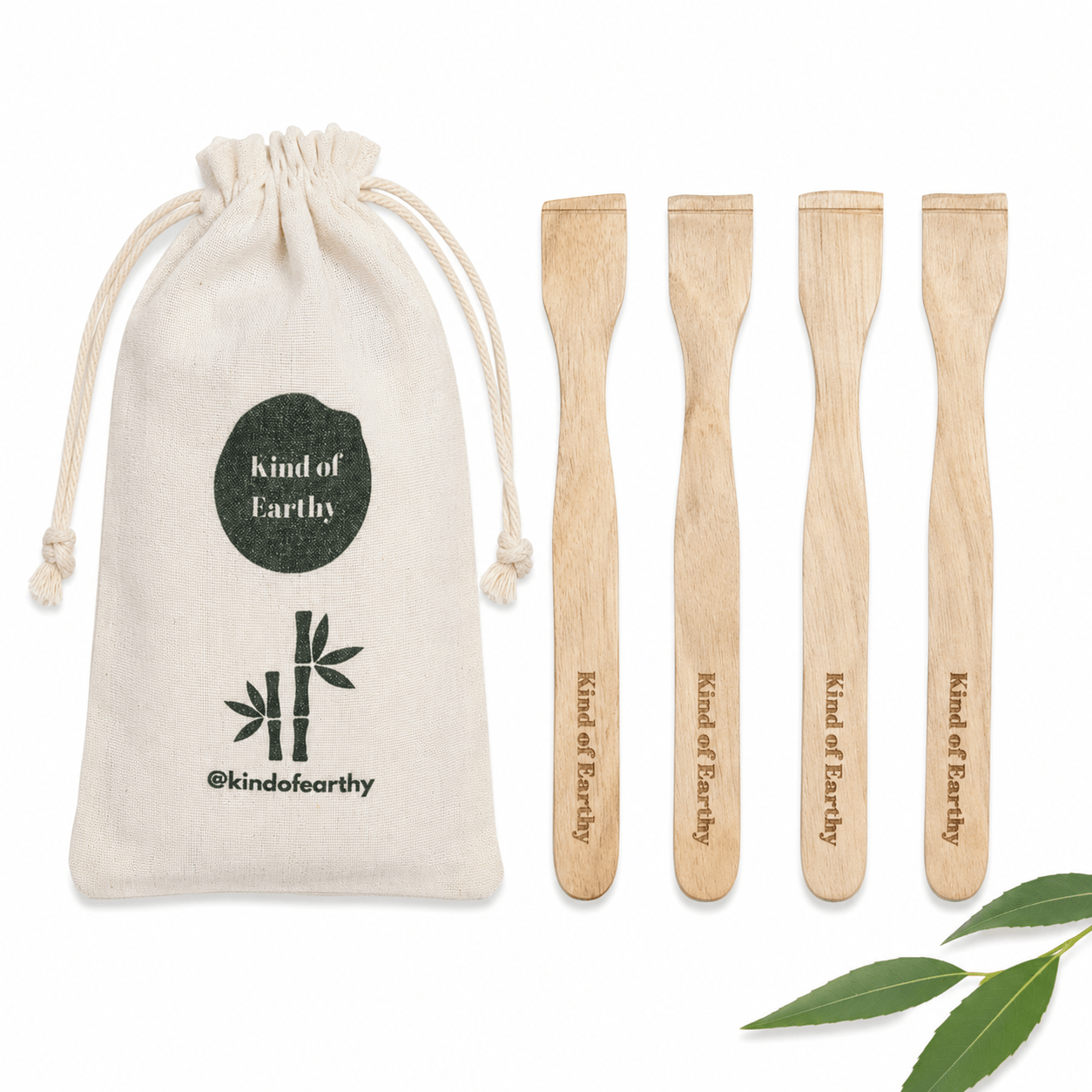 Neem Wood Tongue Scraper Pack of 4 | Neem Tongue Cleaner Adults & Kids – Tongue Cleaner on Brown Living™. SKU: KOE028-TS-4. Img 1.