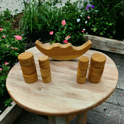 Neem Wooden Balancing Moon Toy – Montessori Kids Stacking Toy – Wooden Toys on Brown Living™. SKU: STK_MNBAL. Img 3.