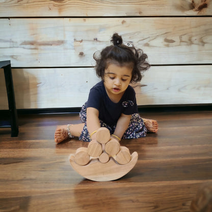 Neem Wooden Balancing Moon Toy – Montessori Kids Stacking Toy – Wooden Toys on Brown Living™. SKU: STK_MNBAL. Img 6.