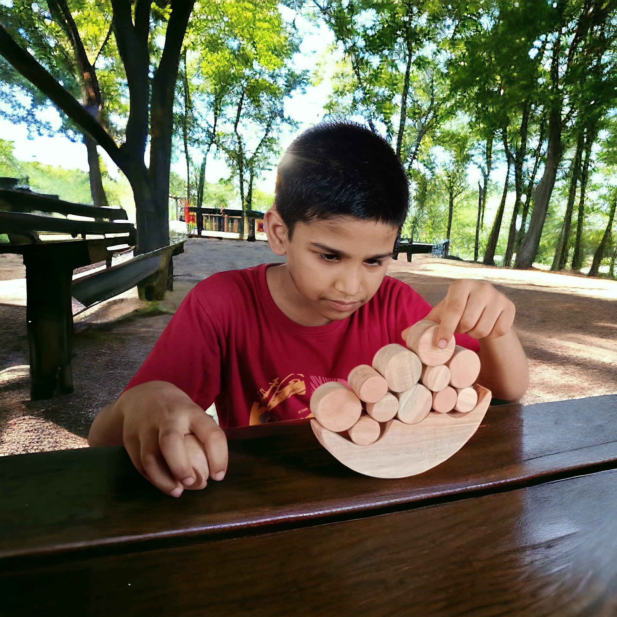 Neem Wooden Balancing Moon Toy – Montessori Kids Stacking Toy – Wooden Toys on Brown Living™. SKU: STK_MNBAL. Img 4.