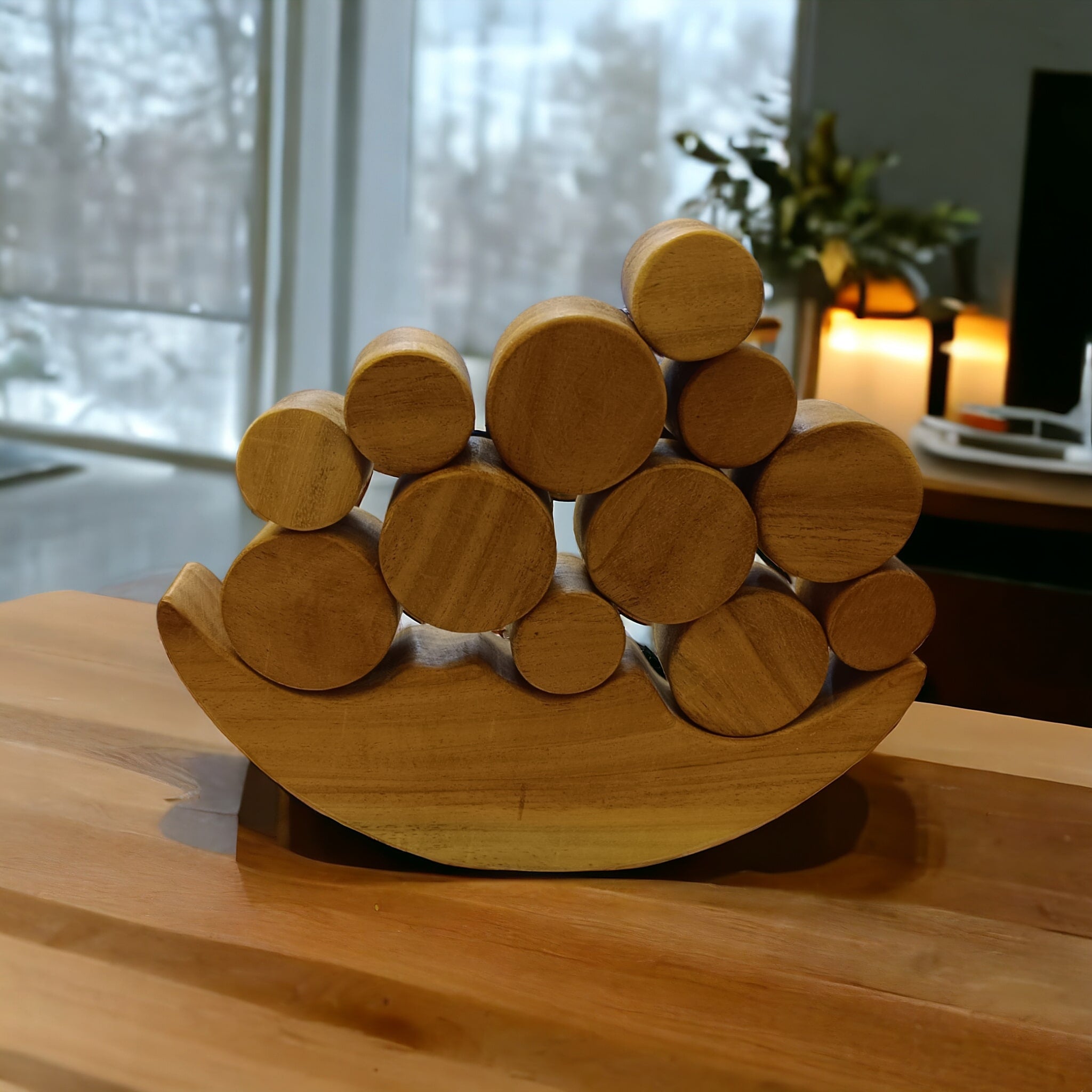 Neem Wooden Balancing Moon Toy – Montessori Kids Stacking Toy – Wooden Toys on Brown Living™. SKU: STK_MNBAL. Img 1.