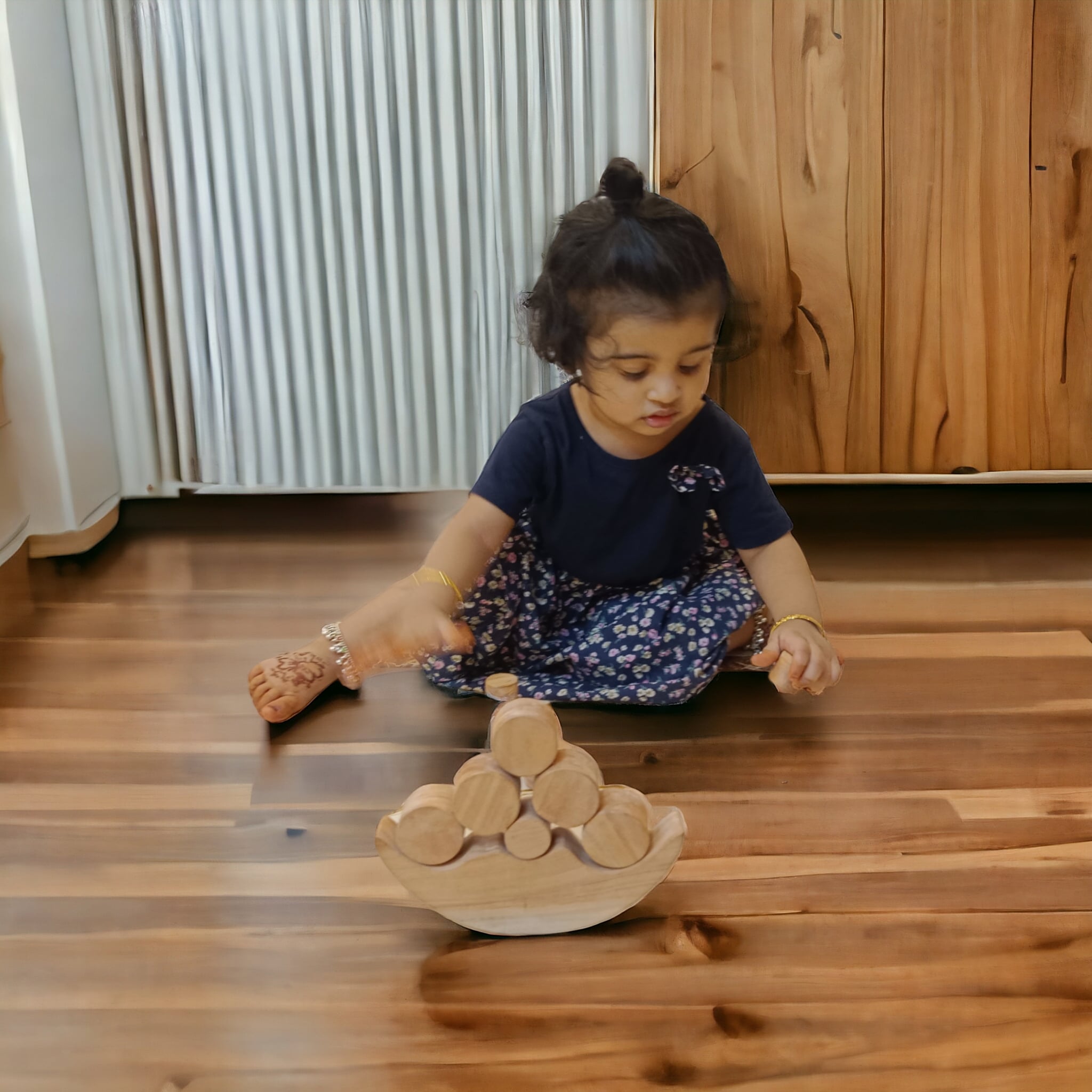 Neem Wooden Balancing Moon Toy – Montessori Kids Stacking Toy – Wooden Toys on Brown Living™. SKU: STK_MNBAL. Img 7.