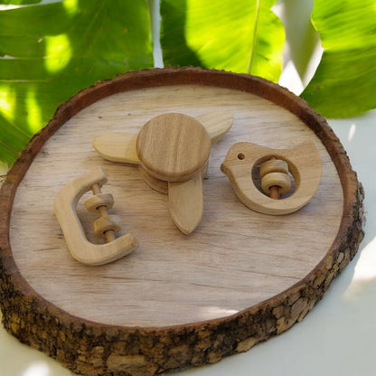 Neem Wooden Flower Tumbler, Dove & C - Shape Rattles For Toddlers – Baby Rattles on Brown Living™. SKU: R_FLTMBLR-DV-C. Img 2.