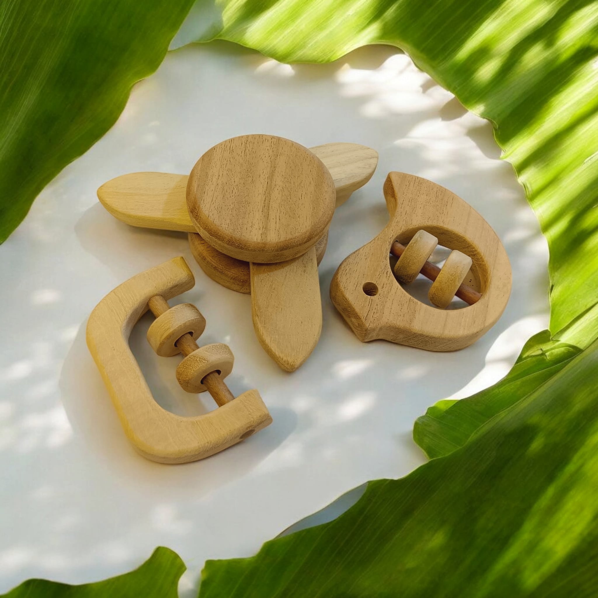 Neem Wooden Flower Tumbler, Dove & C - Shape Rattles For Toddlers – Baby Rattles on Brown Living™. SKU: R_FLTMBLR-DV-C. Img 3.