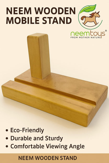 Neem Wooden Mobile Stand – Natural, Strong & Sustainable – Wooden Toys on Brown Living™. SKU: AC_MBSTND. Img 3.