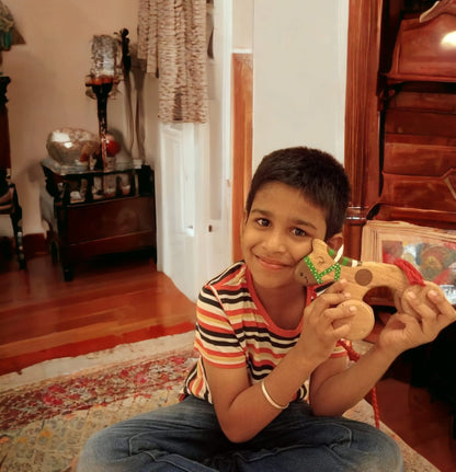 Neem Wooden Pull Along Horse Toy For Toddlers – Toy Trains & Vehicles on Brown Living™. SKU: W_PHRS. Img 4.