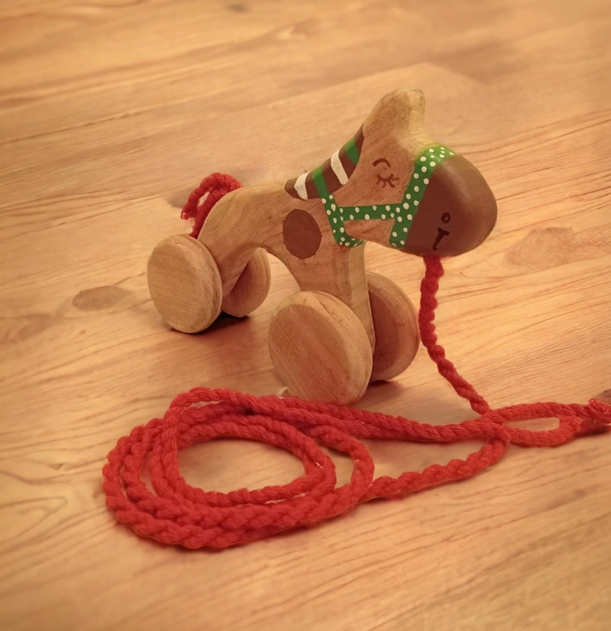 Neem Wooden Pull Along Horse Toy For Toddlers – Toy Trains & Vehicles on Brown Living™. SKU: W_PHRS. Img 1.