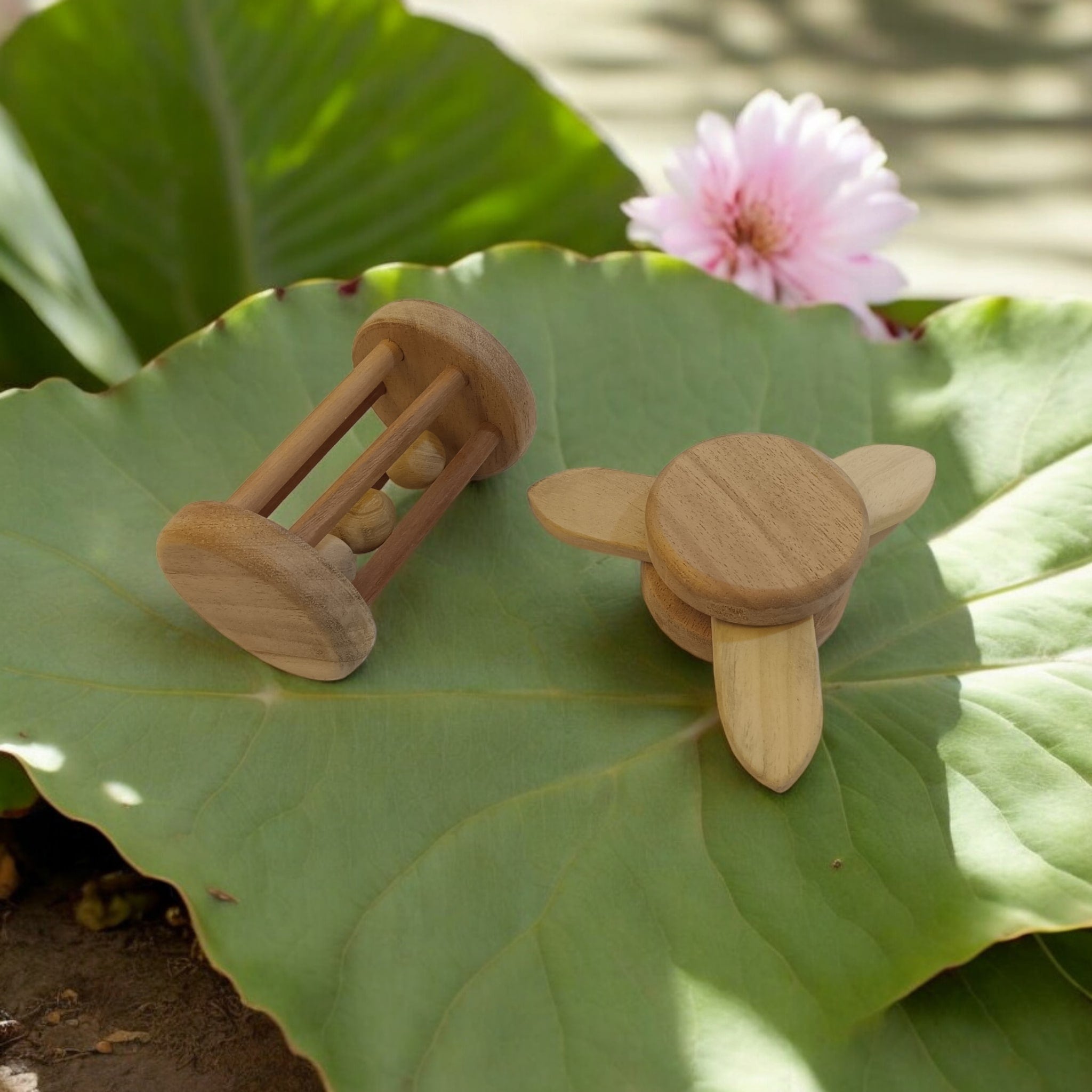 Neem Wooden Rattle Tumbler & Rattle Flower Tumbler For Toddlers – Baby Rattles on Brown Living™. SKU: R_TMBLR-FLTMBLR. Img 2.