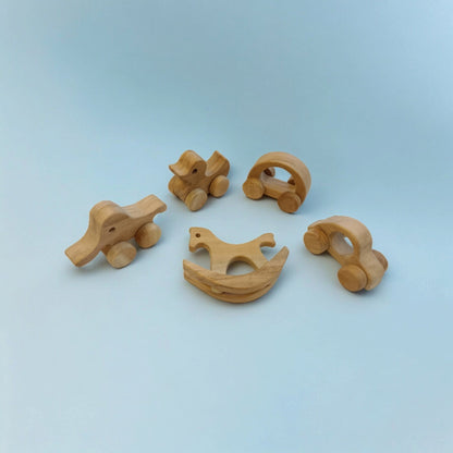 Neem Wooden Swing Horse & Wheel Toys Set of 5 | Baby Play Combo – Wooden Toys on Brown Living™. SKU: SW_SHRS-ELP-HCR-DK-CR. Img 4.