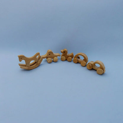 Neem Wooden Swing Horse & Wheel Toys Set of 5 | Baby Play Combo – Wooden Toys on Brown Living™. SKU: SW_SHRS-ELP-HCR-DK-CR. Img 3.