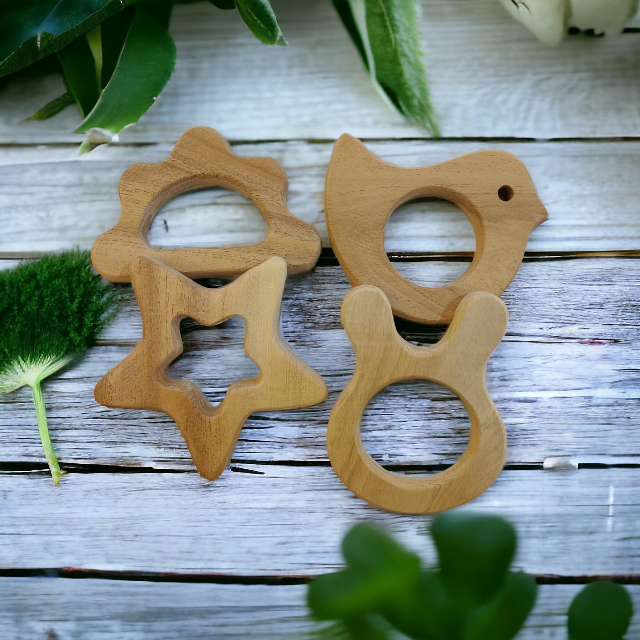 Neem Wooden Teethers For Babies Of Age 0 To 3 Years – Baby Teethers & Soothers on Brown Living™. SKU: T_STARSET. Img 4.