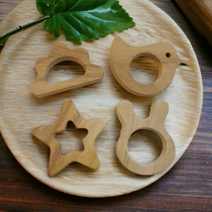 Neem Wooden Teethers For Babies Of Age 0 To 3 Years – Baby Teethers & Soothers on Brown Living™. SKU: T_STARSET. Img 3.