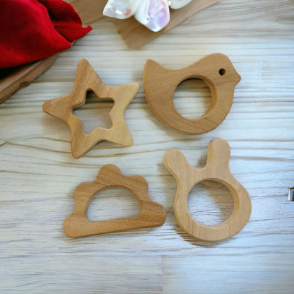 Neem Wooden Teethers For Babies Of Age 0 To 3 Years – Baby Teethers & Soothers on Brown Living™. SKU: T_STARSET. Img 2.