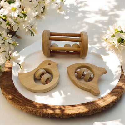 Neem Wooden Tumbler, Dove & Rocket Shaped Rattle For Toddlers – Baby Rattles on Brown Living™. SKU: R_TMBLR-DV-RKT. Img 3.
