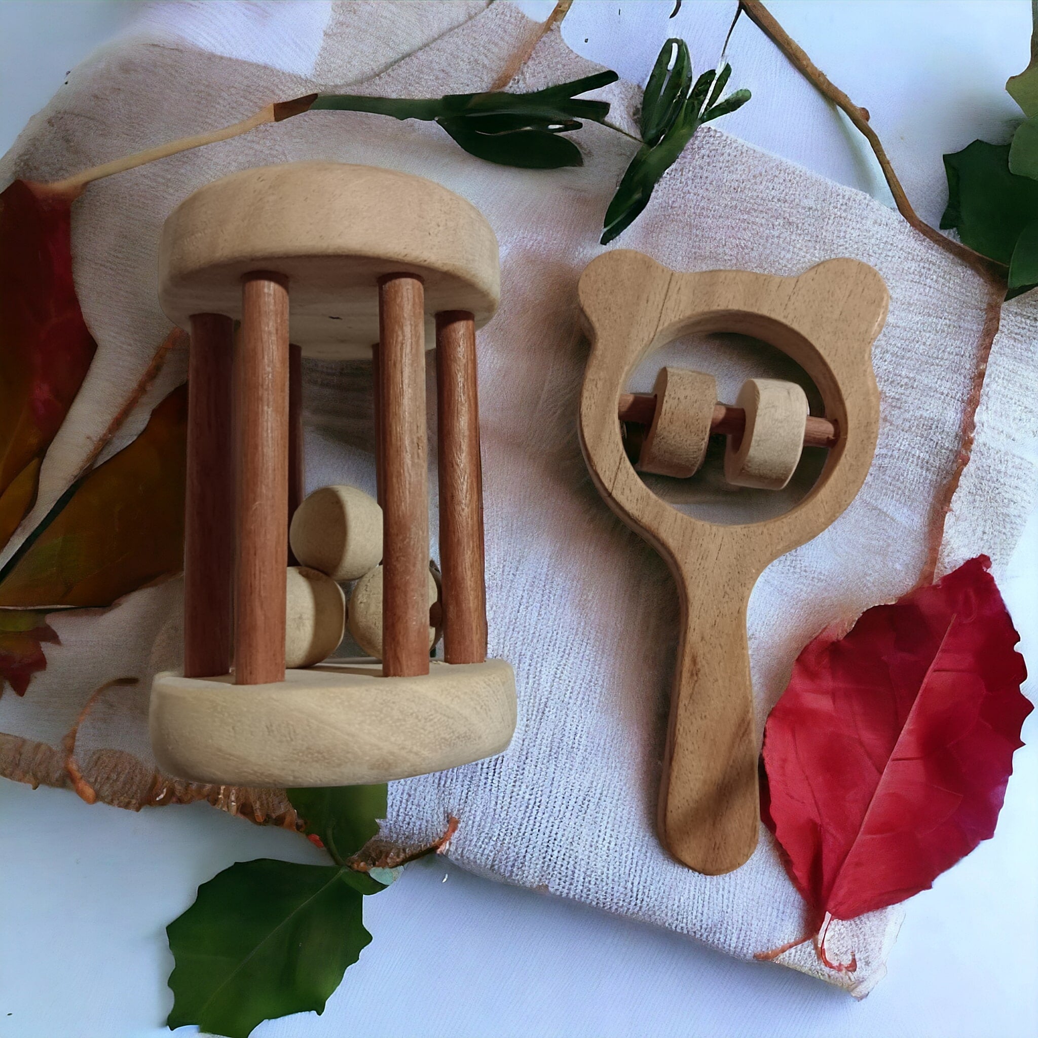 Neem Wooden Tumbler & Mickey Head Rattles For Toddlers – Baby Rattles on Brown Living™. SKU: R_TMBLR-MKHD. Img 1.