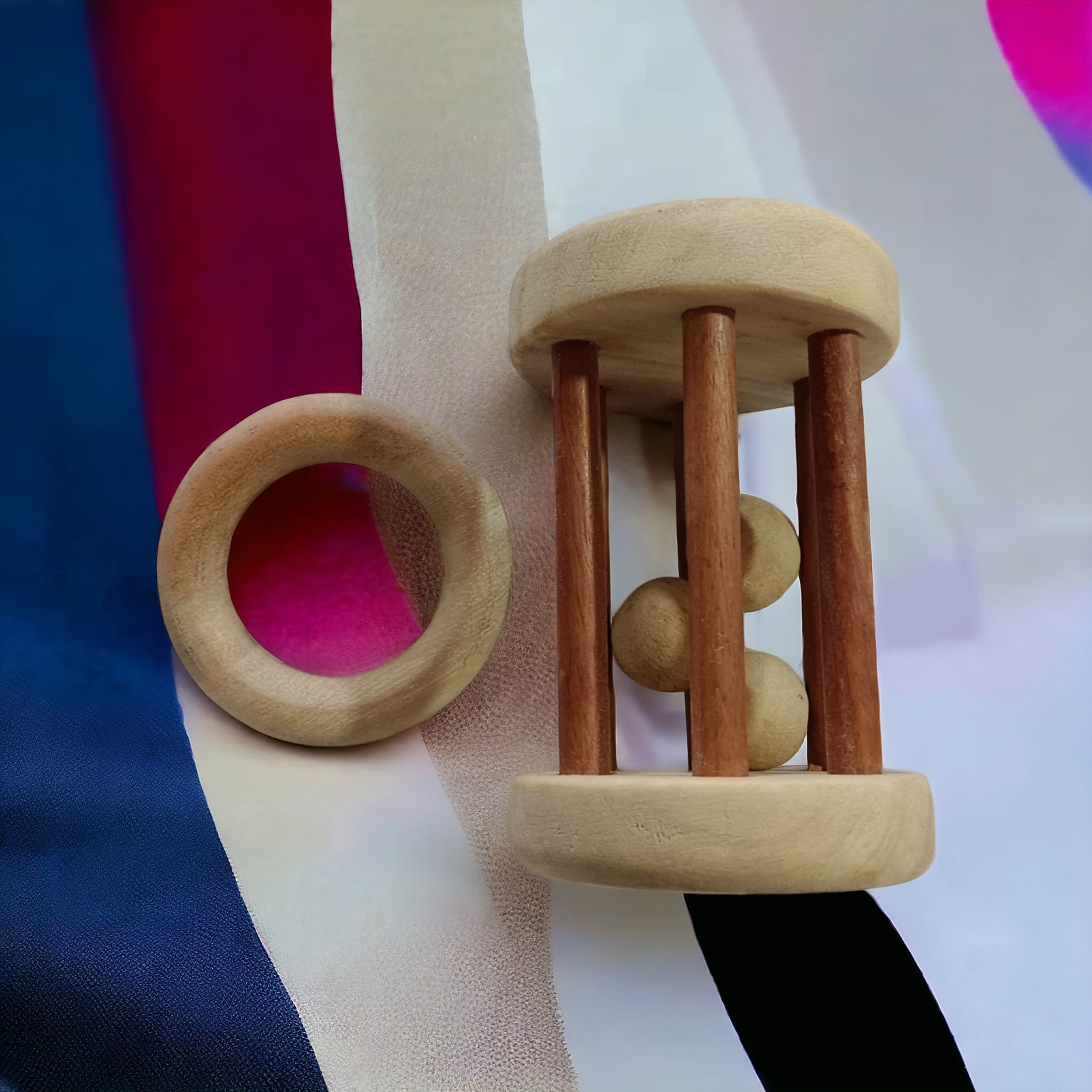 Neem Wooden Tumbler Rattle & Ring Teether For Babies – Wooden Toys on Brown Living™. SKU: RT_TMBLR-RNG. Img 3.