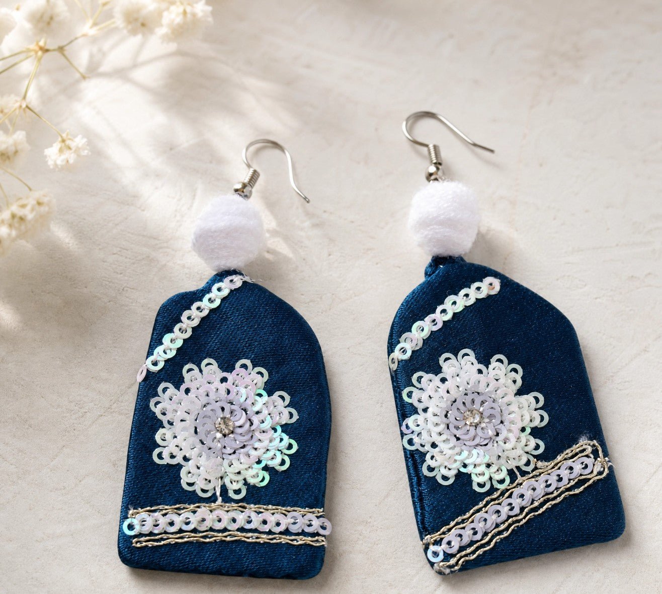 Neera Upcycled Handmade Textile Earring – Womens Earrings on Brown Living™. SKU: KE08. Img 3.