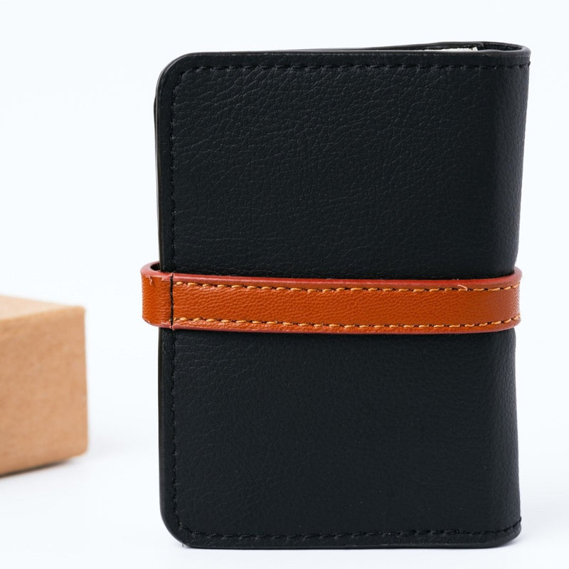 Neith - Cactus Leather Cardholder | Black & Gingerbread | Verified Sustainable by Brown Living™