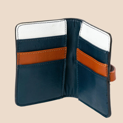 Neith - Cactus Leather Cardholder | Blue & Gingerbread | Verified Sustainable by Brown Living™