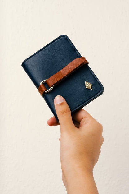 Neith - Cactus Leather Cardholder | Blue & Gingerbread | Verified Sustainable by Brown Living™