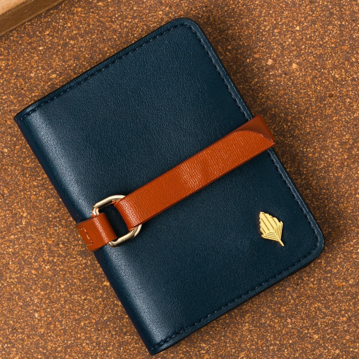 Neith - Cactus Leather Cardholder | Blue & Gingerbread | Verified Sustainable by Brown Living™