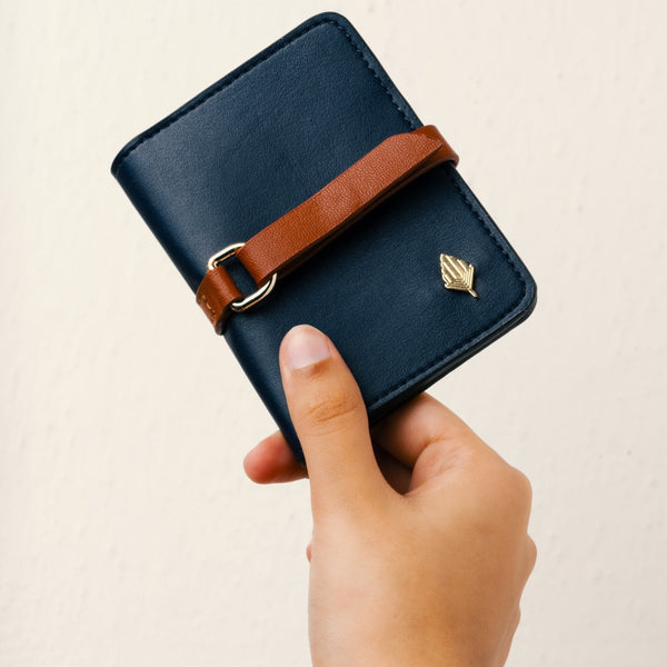 Neith - Cactus Leather Cardholder | Blue & Gingerbread | Verified Sustainable by Brown Living™