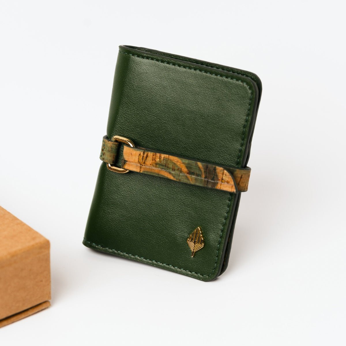 Neith - Cactus Leather Cardholder | Vegan Leather & Cork (Green) – Card Sleeves on Brown Living™. SKU: CHGH 8007. Img 2.