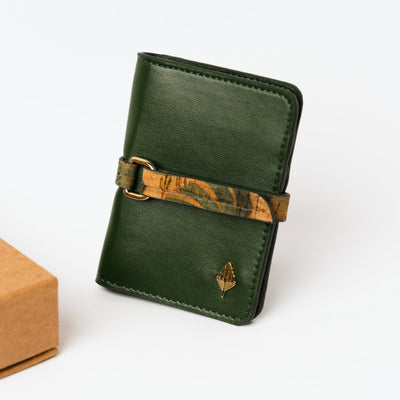 Neith - Cactus Leather Cardholder | Vegan Leather & Cork (Green) – Card Sleeves on Brown Living™. SKU: CHGH 8007. Img 2.