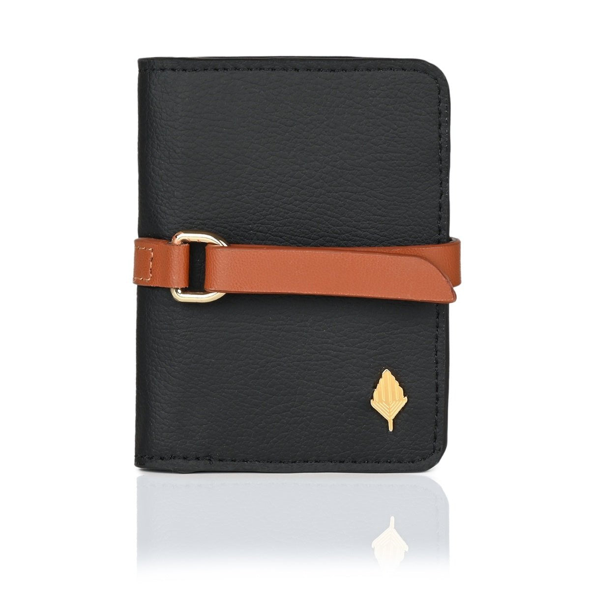 Neith Vegan Leather Cardholder (Black & Gingerbread) – Card Sleeves by Green Hermitage available on Brown Living™. . SKU: CHGH8006. Img 1.