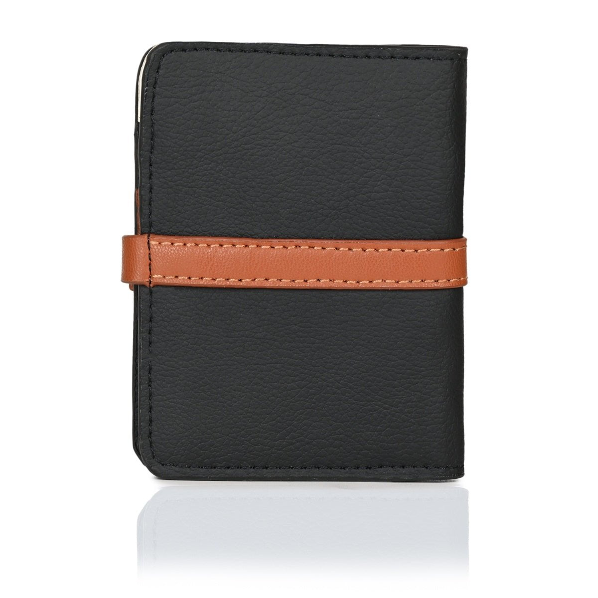Neith Vegan Leather Cardholder (Black & Gingerbread) – Card Sleeves by Green Hermitage available on Brown Living™. . SKU: CHGH8006. Img 2.