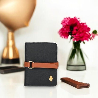 Neith Vegan Leather Cardholder (Black & Gingerbread) – Card Sleeves on Brown Living™. SKU: CHGH8006. Img 8.
