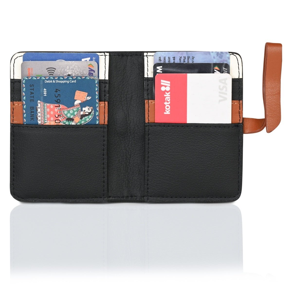 Neith Vegan Leather Cardholder (Black & Gingerbread) – Card Sleeves by Green Hermitage available on Brown Living™. . SKU: CHGH8006. Img 3.