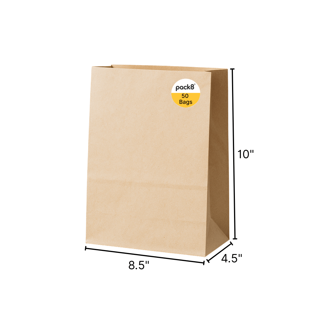 Neo Brown Kraft Paper Bags , SOS bags| (Pack of 50) – Art & Craft Supplies by Pack8 available on Brown Living™. Medium . SKU: PSOM - BRP50. Img 2.