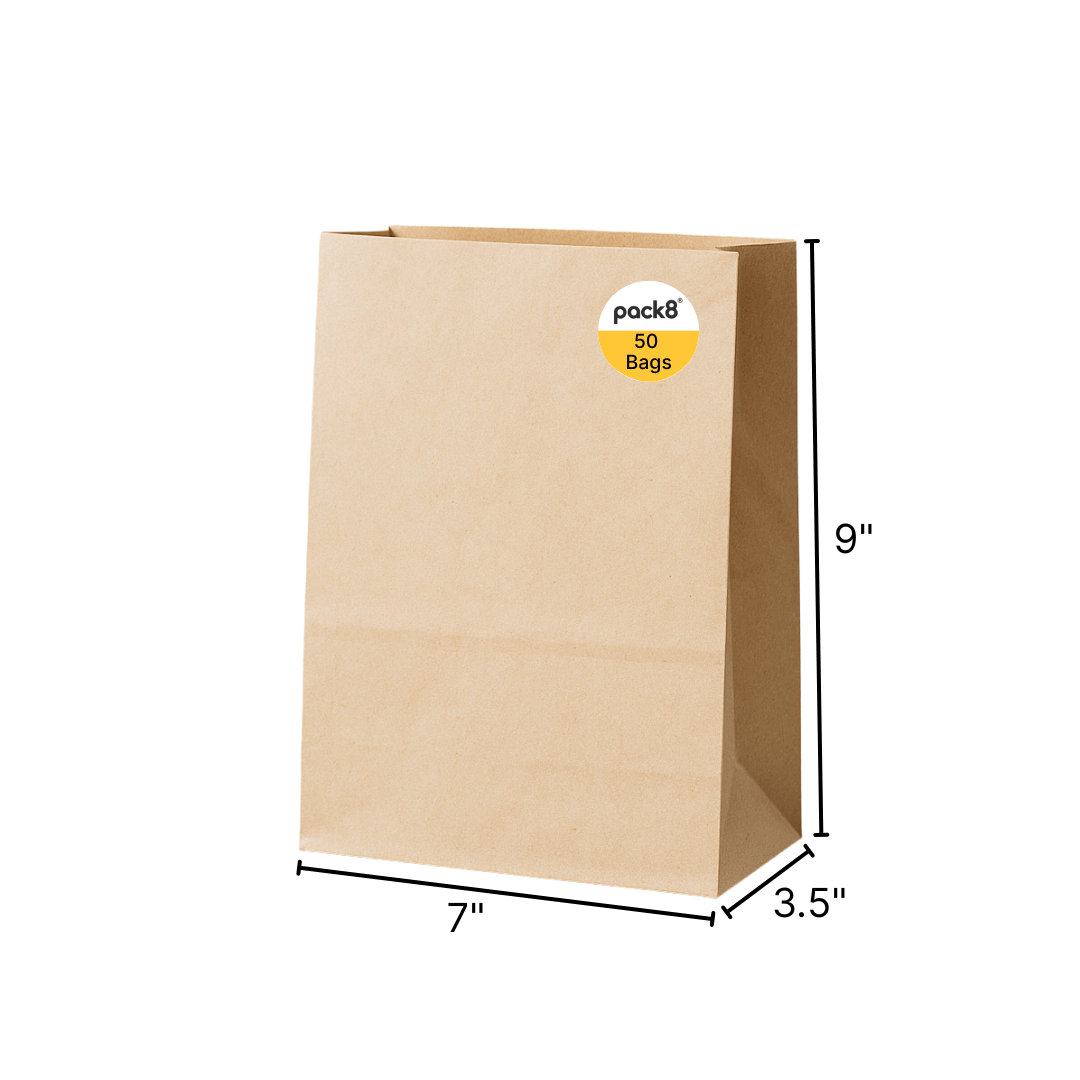 Neo Brown Kraft Paper Bags , SOS bags| (Pack of 50) – Art & Craft Supplies by Pack8 available on Brown Living™. Small . SKU: PSOS - BRP50. Img 1.